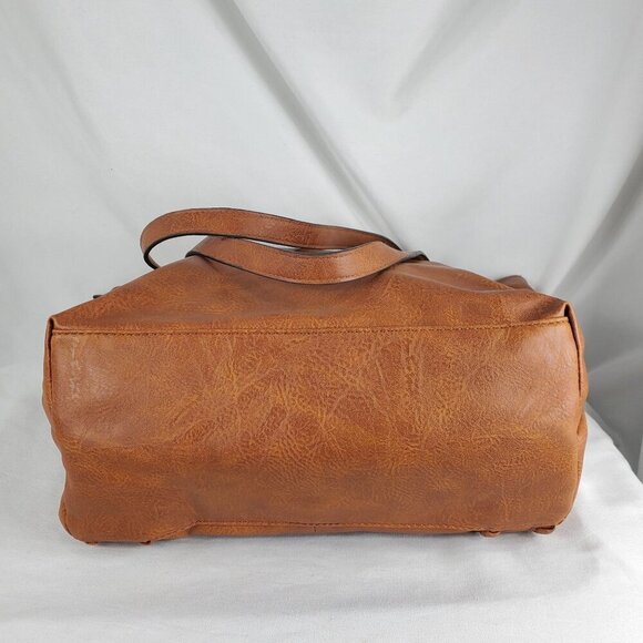 Sam & Hadley Women's Brown Tote Bag Leather Double Handle Zip Closure Pockets - Picture 3 of 13